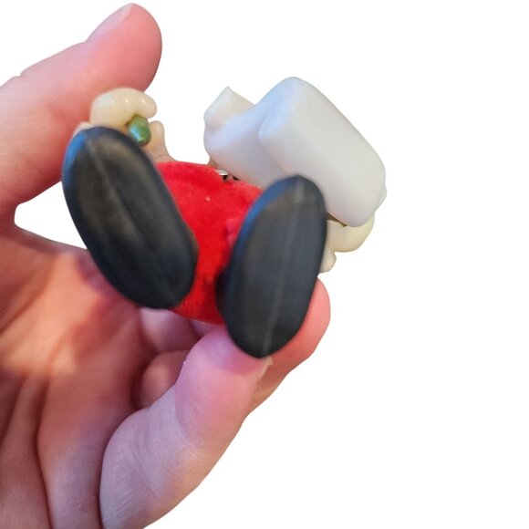 Vintage Trim A Tree Bearded Elf Christmas List Flocked Santa Suit Ornament - Picture 6 of 6